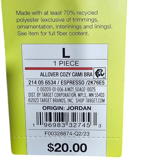 NWT Expresso  All Over Cami Bra Size‎ Large - Picture 5 of 5